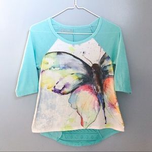 Mudd watercolor butterfly top
